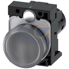 Indicator lights, compact, 22 mm, round, plastic, clear, lens, smooth, with holder, Operating voltage 230 V AC, screw terminal, with laser labeling...