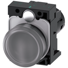 Indicator lights, compact, 22 mm, round, plastic, clear, lens, smooth, with holder, Operating voltage 230 V AC, screw terminal