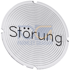 Inscription plate for illuminated pushbutton, round, milky with black font, with inscription: Fault