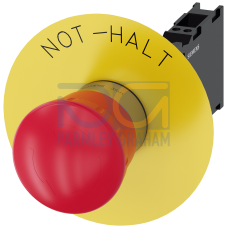 Emergency stop mushroom pushbutton, 22 mm, round, metal, high gloss, red, 1 NO + 1 NC