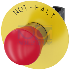 Emergency stop mushroom pushbutton, 22 mm, round, metal, high gloss, red, 1 NC, 1 NC