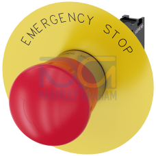 EMERGENCY STOP mushroom pushbutton, 22 mm, round, metal, shiny, red, 40 mm, positive latching, acc.