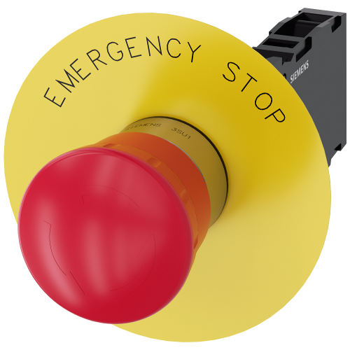 Emergency stop mushroom pushbutton, 22 mm, round, metal, high gloss, red, 1 NO + 1 NC