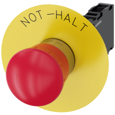 EMERGENCY STOP mushroom pushbutton, 22 mm, round, metal, shiny, red, 40 mm, positive latching, acc.