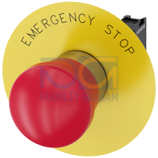 EMERGENCY STOP mushroom pushbutton, 22 mm, round, metal, shiny, red, 40 mm, positive latching, acc.