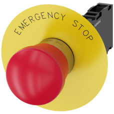 EMERGENCY STOP mushroom pushbutton, 22 mm, round, metal, shiny, red, 40 mm, positive latching, acc.
