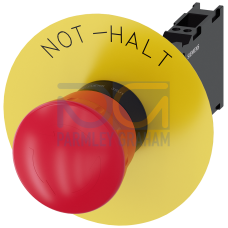 Emergency stop mushroom pushbutton, 22 mm, round, plastic, red, 1 NO + 1 NC