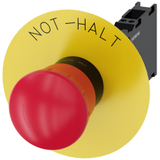 Emergency stop mushroom pushbutton, 22 mm, round, plastic, red, 1 NO + 1 NC