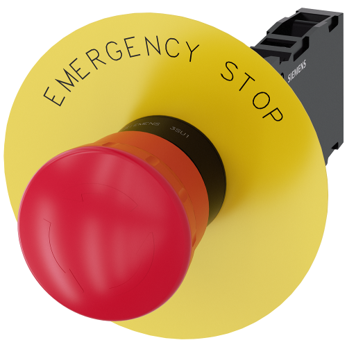 EMERGENCY STOP mushroom pushbutton, 22 mm, round, plastic, red, 40 mm, positive latching, acc. to EN