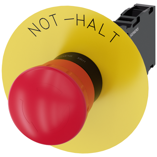 EMERGENCY STOP mushroom pushbutton, 22 mm, round, plastic, red, 40 mm, positive latching, acc. to EN