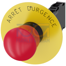 Emergency stop mushroom pushbutton, 22 mm, round, plastic, red, 1 NO + 1 NC