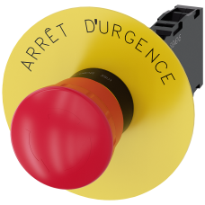 Emergency stop mushroom pushbutton, 22 mm, round, plastic, red, 1 NO + 1 NC
