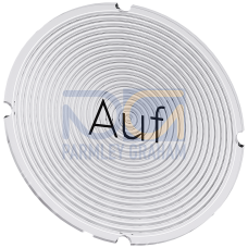 Inscription plate for illuminated pushbutton, round, milky with black font, with inscription: Up