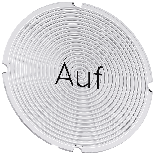 Inscription plate for illuminated pushbutton, round, milky with black font, with inscription: Up