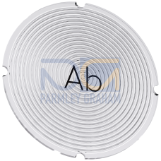 Inscription plate for illuminated pushbutton, round, milky with black font, with inscription: Down