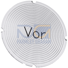 Inscription plate for illuminated pushbutton, round, milky with black font, with inscription: Forward