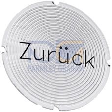 Inscription plate for illuminated pushbutton, round, milky with black font, with inscription: Back