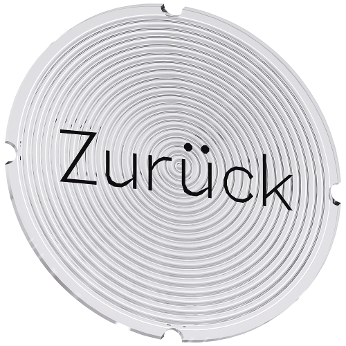 Inscription plate for illuminated pushbutton, round, milky with black font, with inscription: Back