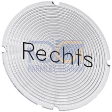 Inscription plate for illuminated pushbutton, round, milky with black font, with inscription: Right