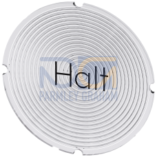 Inscription plate for illuminated pushbutton, round, milky with black font, with inscription: Stop