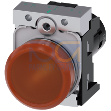 Indicator lights, compact, 22 mm, round, metal, amber, lens, smooth, with holder, Operating voltage