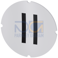 Inscription plate for illuminated pushbutton, round, milky with black font, with graphic symbol: II