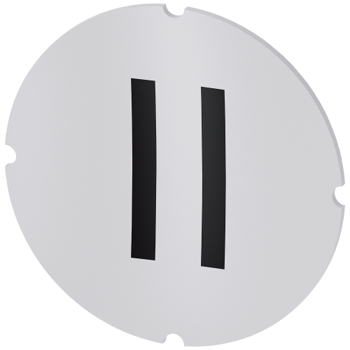 Inscription plate for illuminated pushbutton, round, milky with black font, with graphic symbol: II