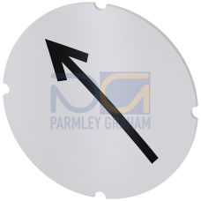 Inscription plate for illuminated pushbutton, round, milky with black font, with graphic symbol: arr