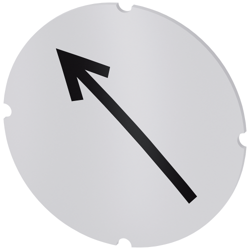 Inscription plate for illuminated pushbutton, round, milky with black font, with graphic symbol: arr