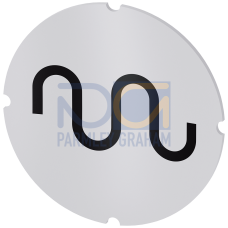 Inscription plate for illuminated pushbutton, round, milky with black font, with graphic symbol: Rapid traverse