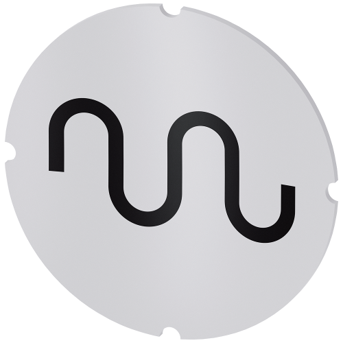 Inscription plate for illuminated pushbutton, round, milky with black font, with graphic symbol: Rapid traverse