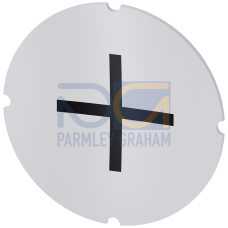 Inscription plate for illuminated pushbutton, round, milky with black font, with graphic symbol: Increase, Plus