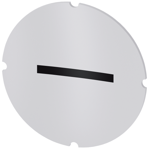Inscription plate for illuminated pushbutton, round, milky with black font, with graphic symbol: decrease, minus