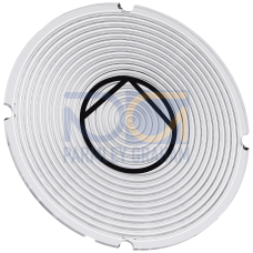 Inscription plate for illuminated pushbutton, round, milky with black font, with graphic symbol: pump