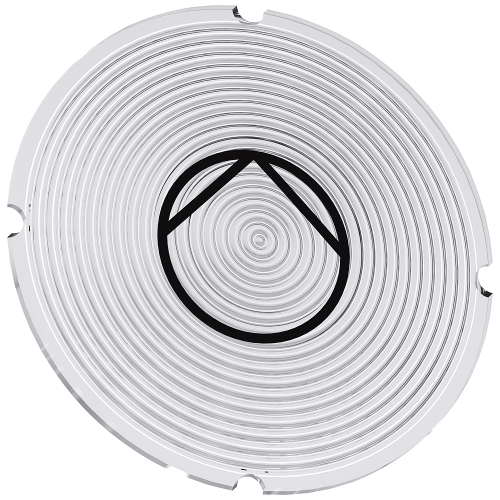 Inscription plate for illuminated pushbutton, round, milky with black font, with graphic symbol: pump