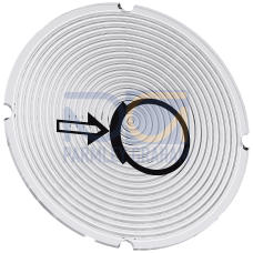 Inscription plate for illuminated pushbutton, round, milky with black font, with graphic symbol: brake