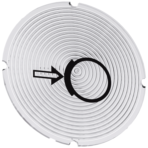 Inscription plate for illuminated pushbutton, round, milky with black font, with graphic symbol: brake