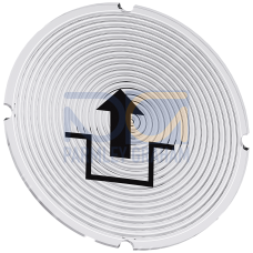 Inscription plate for illuminated pushbutton, round, milky with black font, with graphic symbol: unlock