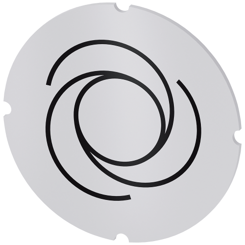 Inscription plate for illuminated pushbutton, round, milky with black font, with graphic symbol: automatic sequence