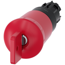 Emergency stop mushroom pushbutton, 22 mm, round, plastic, red, with O.M.R. lock