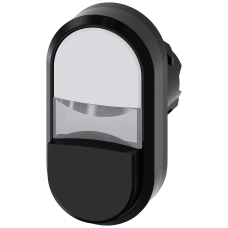 Twin pushbutton, 22 mm, round, plastic, white, black, pushbuttons, flat and raised