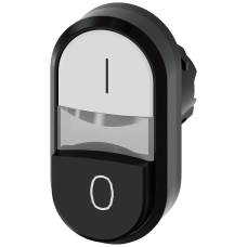 Twin pushbutton, 22 mm, round, plastic, white: I, Black: O, pushbuttons, flat and raised