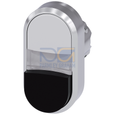Twin pushbutton, 22 mm, round, metal, shiny, white, black, pushbuttons, flat and raised
