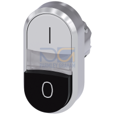 Twin pushbutton, 22 mm, round, metal, shiny, white: I, Black: O, pushbuttons, flat and raised