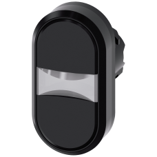 Twin pushbutton, 22 mm, round, plastic, black, black, pushbuttons, flat