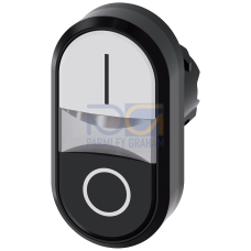 Twin pushbutton, 22 mm, round, plastic, white: I, Black: O, pushbuttons, flat