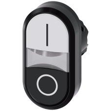 Twin pushbutton, 22 mm, round, plastic, white: I, Black: O, pushbuttons, flat