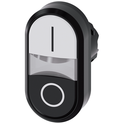 Twin pushbutton, 22 mm, round, plastic, white: I, Black: O, pushbuttons, flat