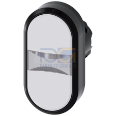 Twin pushbutton, 22 mm, round, plastic, white, white, Pushbuttons, flat, with laser labeling, symbol number according to, ISO 7000 or IEC 60417