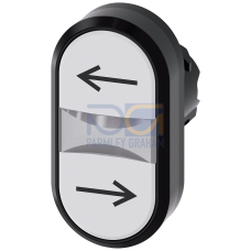 Twin pushbutton, 22 mm, round, plastic, white: arrow pointing left, white: Arrow pointing right, pus